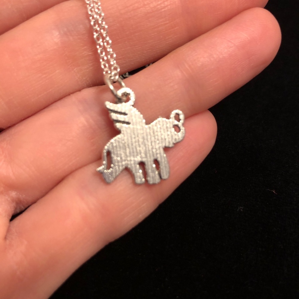 Silver Tone Flying Elephant Pendant Necklace - Picture 3 of 8